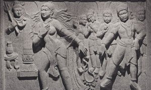 Isha Foundation's depiction of Mahadevi. Nudity in stone is possibly better accepted than in calendar art, thanks to the wide visibility of nude temple sculptures.