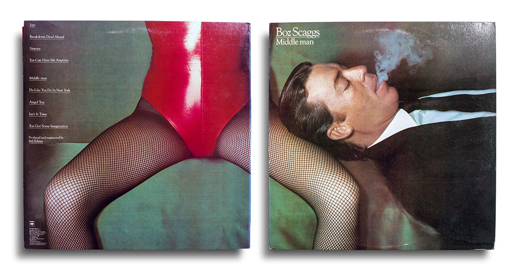 Vinyl: Boz Scaggs, Middle Man, Columbia - FC 36106, United States, 1980. Photograph by Guy Bourdin. Designed by Nancy Donald.