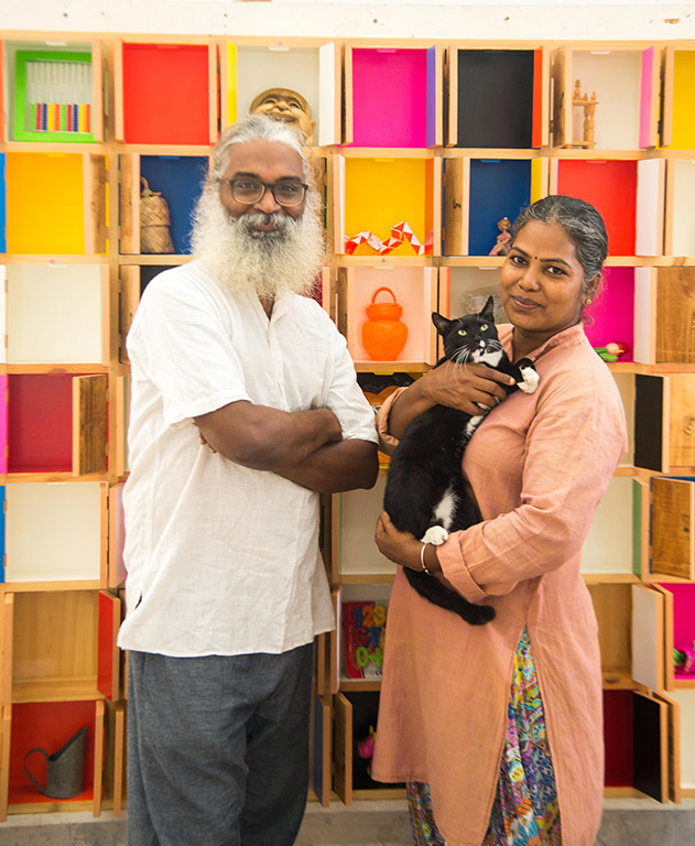 Artist-couple V Anamika and N Ramachandran studio space Chennai Cholamandal Artists Village